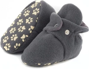 Fleece Baby Booties - Cotton & Gripper Bottoms, Non Skid 6-12 Months Wide Infant - Picture 1 of 3