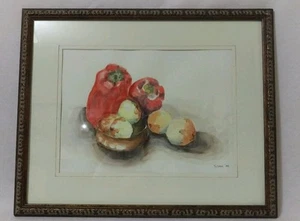 Kitchen vegetable Watercolor Painting framed Food Signed 1994 - Picture 1 of 11