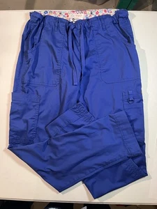 Koi Women Scrub Pants M Blue Cargo 701 Cotton Polyester Spandex Drawstring  - Picture 1 of 6