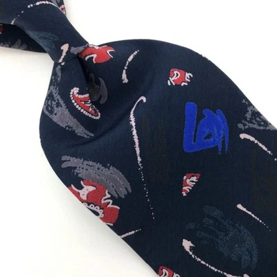 Corbata Adolfo Hecha en EE. UU. Paisleys Abstracta Negra Roja Azul Poliéster I19-91 Foto 1 de 4