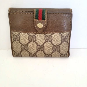 GUCCI Vintage Sherry Guccissima Wallet Bifold Brown Designer Small Retro Compact - Picture 1 of 14