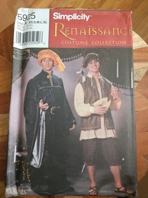 Para hombres y adolescentes Niños Renacimiento Disfraz Patrón Talla XS S M L XL Simplicity 5925 Foto 1 de 3