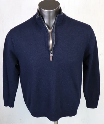 Mens Hart Schaffner Marx Sweater 1/4 Zip Size S Extra Fine Merino Wool Blue - Image 1 of 4