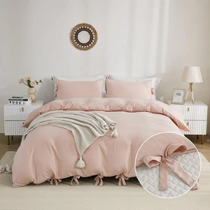 Pink Duvet Cover Queen (90x90 Inch), 3 Pieces (1 Duvet Cover, 2 Pillowcases) ... - Picture 1 of 6