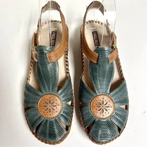 PIKOLINOS P. VALLARTA Salbei Kalbsleder LEDERSANDALEN Extra Komfort Boho Retro 8M - Bild 1 von 10