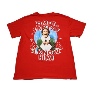 Elf Shirt Boys S Red Short Sleeve Crew Neck Graphic Print Cotton Casual Tee - Picture 1 of 14