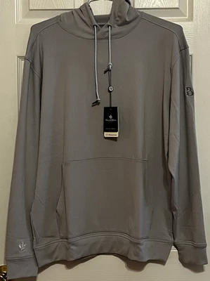 Sudadera con capucha de golf Donald Ross "TYR", grande, gris jaspeado, venta al por menor $185, nueva con etiquetas Foto 1 de 4