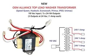 Alliance Top Load Washer 110 / 3 x 24-volt 1-amp out TRANSFORMER 202759 Heubsch - Picture 1 of 2