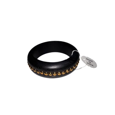  Браслет деревянный Iris Apfel & Bajalia с драгоценными камнями черный и золотой - сделано в Индии - Изображение 1 из 4