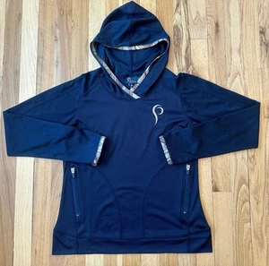 PROIS Womens S 100% Polyester Base Layer Long Sleeve Hoodie Zip Pockets Black EC - Picture 1 of 11