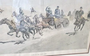 Old ANTIQUE C 1900 Remington FRAMED INDIAN WARS CAVALRY LT. Casey's Last Scout - Picture 1 of 9