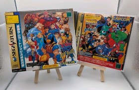 2 GAMES: X-MEN + MARVEL vs STREET FIGHTER [JP Sega Saturn,1997-98,CIB] + 4MB RAM