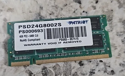 PC Apple Patriot PSD28G800SK 4GB PC2-6400 DDR2-800 CL6 200-Pin SoDIMM Laptop RAM - Image 1 of 2