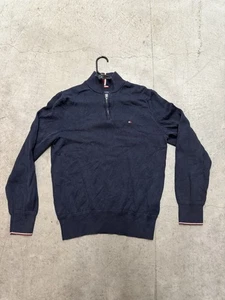 Tommy Hilfiger Men’s Cotton Quarter-Zip Sweater Navy Size Small - Picture 1 of 6