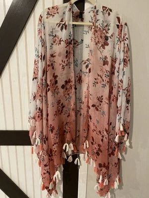 TALLA ÚNICA LANE BRYANT Multicolor Ombré Shabby Chic Floral Cubre Up Foto 1 de 4