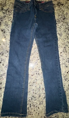 Jeans de mezclilla azules regulares talla 12 para niñas de Arizona ~ cintura ajustable, bolsillo Foto 1 de 3