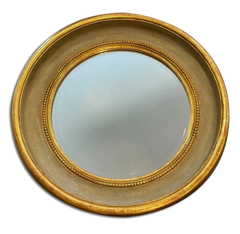 Thomas Morgan Regency Style Round Mirror - 22k Genuine Gold With Painted Panel Cover