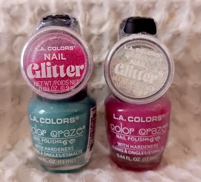2 LA COLORS Color Craze + Brillo Turquesa + Rosa Ambiente Esmalte de Uñas 0.44 Fl Oz Foto 1 de 4