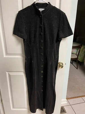 Vestido vintage años 90 R.J. Stevens punk grande 12 gótico oro hilo brillante Nehru Foto 1 de 4