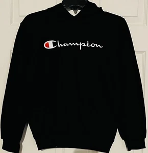 Champion Boys Youth Eco Authentic Hoodie Medium Hooded Sweatshirt  Black - M - Picture 1 of 2