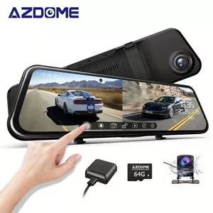 AZDOME Full Screen RearView Dash cam Touching Stream Mirror Car Dvr Camera - Picture 1 of 9