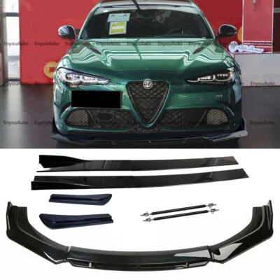For Alfa Romeo Giulia Front Bumper Lip 86" Side Skirt Rear Bumper Lip Black Foto 1 de 4