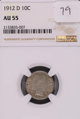 1912-D Barber Silver Dime NGC AU-55 #5-007 Cover