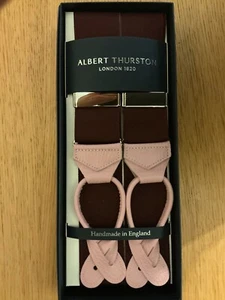 ALBERT THURSTON WINE RIGID LEATHER END BRACES - Picture 1 of 3