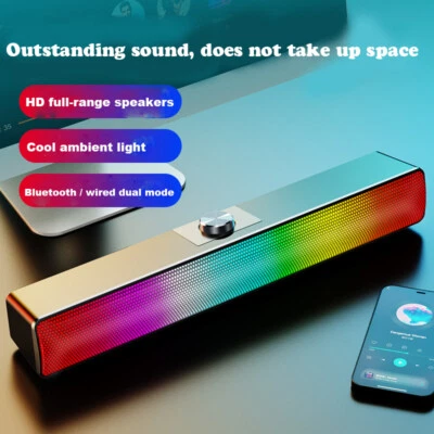 USB Bluetooth Computer Speaker Subwoofer Bass Speaker LED For Laptop Tablet MP3 - Image 1 of 4