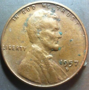 1957-D Lincoln Wheat Penny – Rare ‘L - 1957 D Lincoln Wheat Penny L On Rim Error - Picture 1 of 3