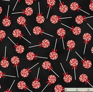 CLEARANCE - 'A GINGERBREAD CHRISTMAS' CANDY CANE SUCKERS FABRIC - RJR - Picture 1 of 1