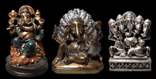 Bronze 3 Buddhas Ganesh Figure Amulet Temple Blessed