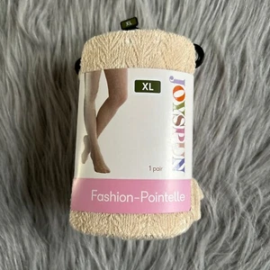 Medias de ganchillo Joyspun Pointelle para mujer talla XL beige NUEVAS - Imagen 1 de 6
