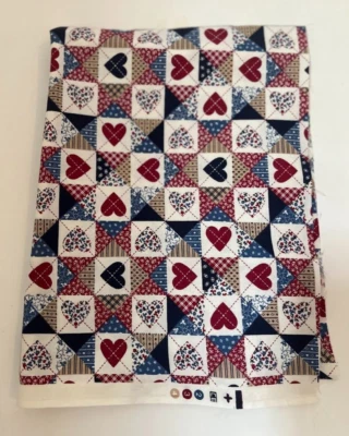 Patriotic 4th of July Patchwork Quilt Hearts Red White Blue Cotton 21x30 - Image 1 of 4