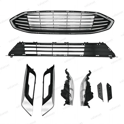 For Fusion 2017-2018 Complete 8PC Chrome Grille Set with Fog Lights & Bezel Foto 1 de 4