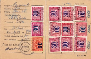Romania, 1959-1961, Radio Subscription Card - Revenue Fiscal Stamps Cinderellas - Picture 1 of 2