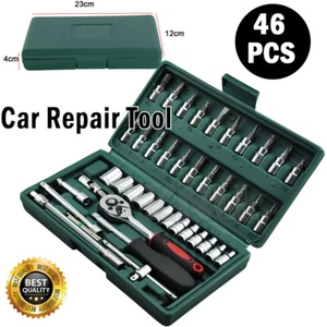 Socket Set Compact 46pcs 1/4' Metric Drive Ratchet Phillips Torx Bits Allen Key - Picture 1 of 12