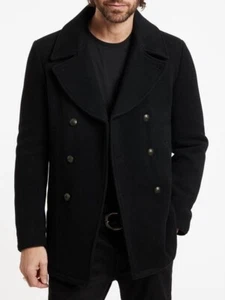 NEW / MISSING BUTTON John Varvatos Wool Carlos Vintage I Peacoat Men's Black XL - Picture 1 of 6