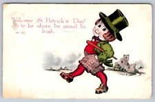 Welcome St Patrick’s Day, Proud Irish Lad, 1915 Art Postcard Signed Cobb X Shinn