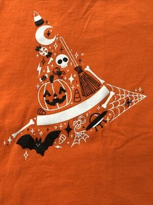 Kids Cat & Jack-- Girl's  Witch Hat Orange Halloween TShirt- Size M (7/8) - Picture 1 of 3