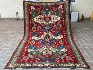 6x9 Handwoven Red Blue Oriental Antique Rug Kilim Afghan Tribal Turkish Carpet - Picture 1 of 24
