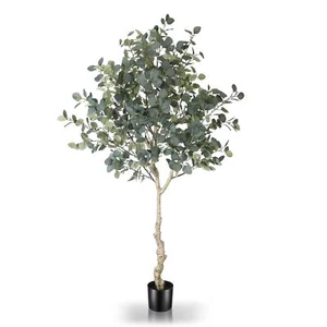 6ft Artificial Eucalyptus Tree in Plastic Nursery Pot, Tall Faux Eucalyptus S... - Picture 1 of 7