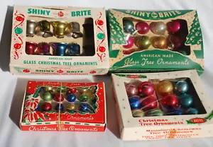 4 Scatole Vintage Miniatura 14-20mm Natale Mercurio Vetro Palline Ornamenti e Campanelle - Foto 1 di 14