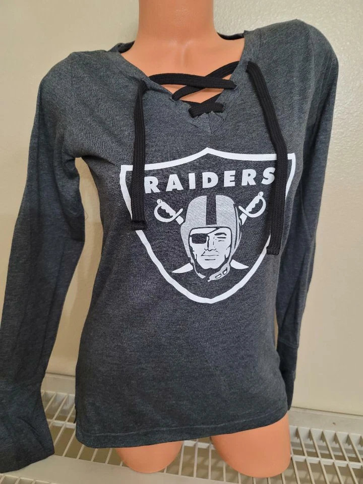 Camiseta deportiva de fútbol manga larga 11001 para mujer LAS VEGAS RAIDERS "cordones" NEGRA Foto 1 de 1