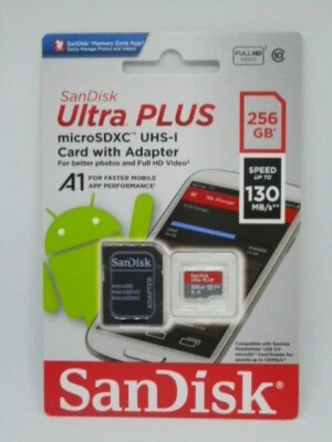 New SanDisk - Ultra Plus 256GB microSDXC UHS-I Memory Card - Image 1 of 2