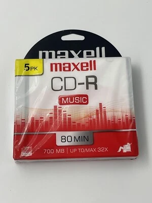Maxell CD-R Music 5 Pack 74 MIN Audio Recording 80 Minute up to 32X CD ROM - Image 1 of 4