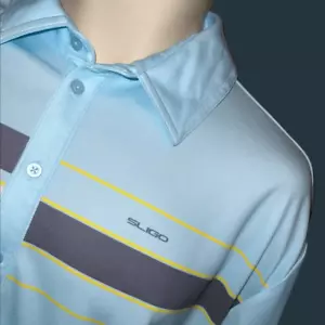 Polo de golf Slingo azul pizarra gris a rayas con logotipo manga corta talla XXL #95 - Imagen 1 de 5