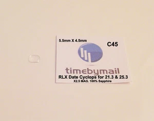 Sapphire 5.5mmX4.5mm DATE CYCLOPS For ROLEX 21.3 & 25.3 Watch Crystal Window C45 - Picture 1 of 1