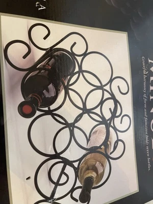 Estante de vino independiente Minueto de 7 botellas con diseño de desplazamiento para exhibición y almacenamiento Foto 1 de 3