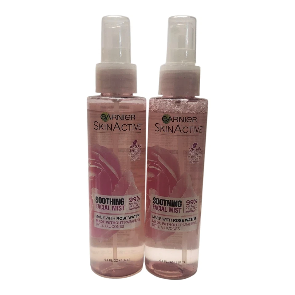 Garnier Vegan Lot of 2-Skin Active Soothing Facial Mist Made w/Rose Water - NEW - Image 1 of 1